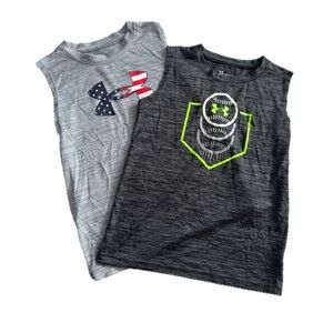 Under Armour Boys' Sleeveless Performance Tops - Gray & Charcoal